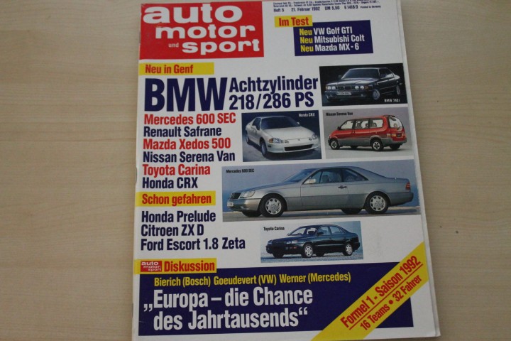 Deckblatt Auto Motor und Sport (05/1992)